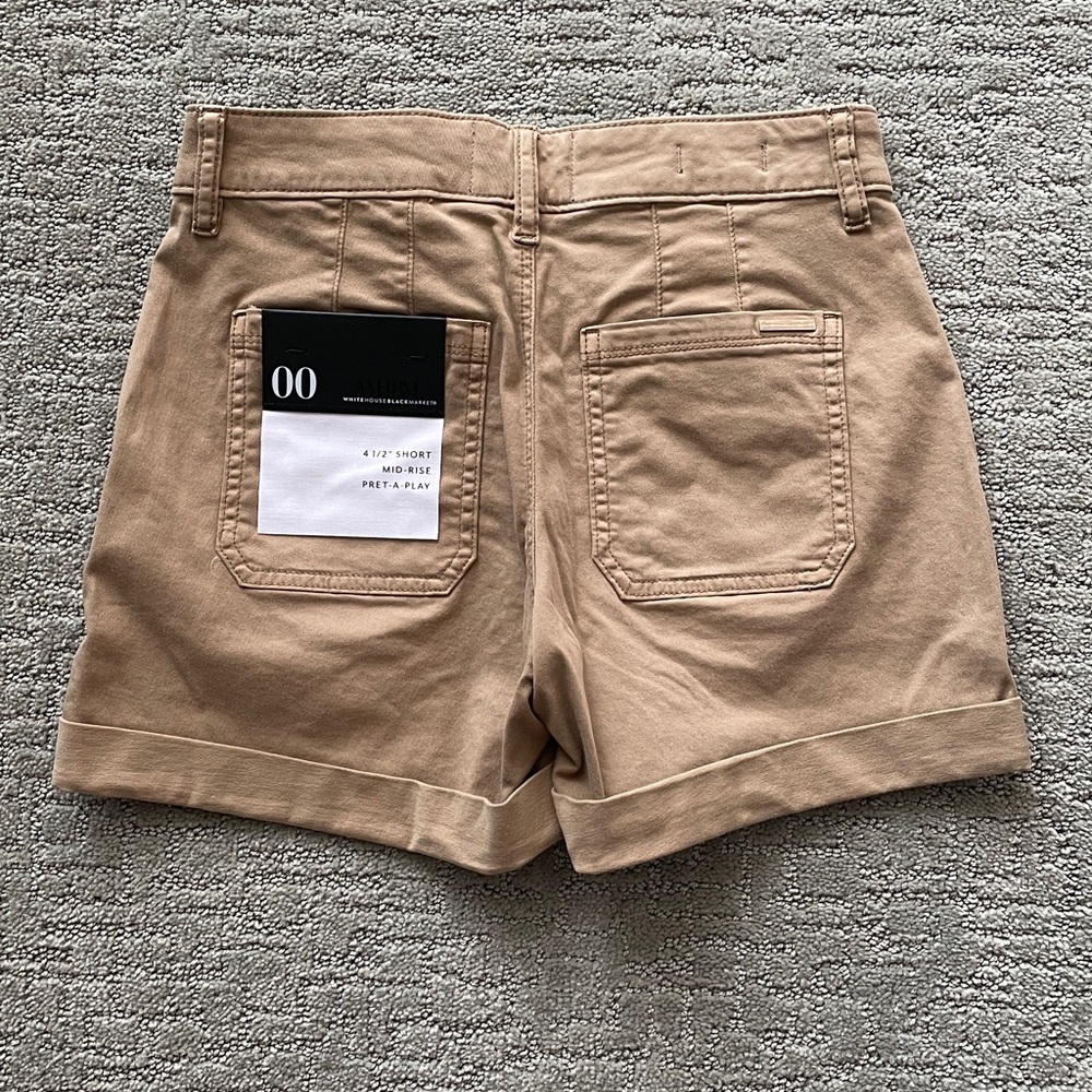 🤎 White House Black Market Pret a Play Shorts / size 00 / toasted hazelnut / nwt - Picture 2 of 5